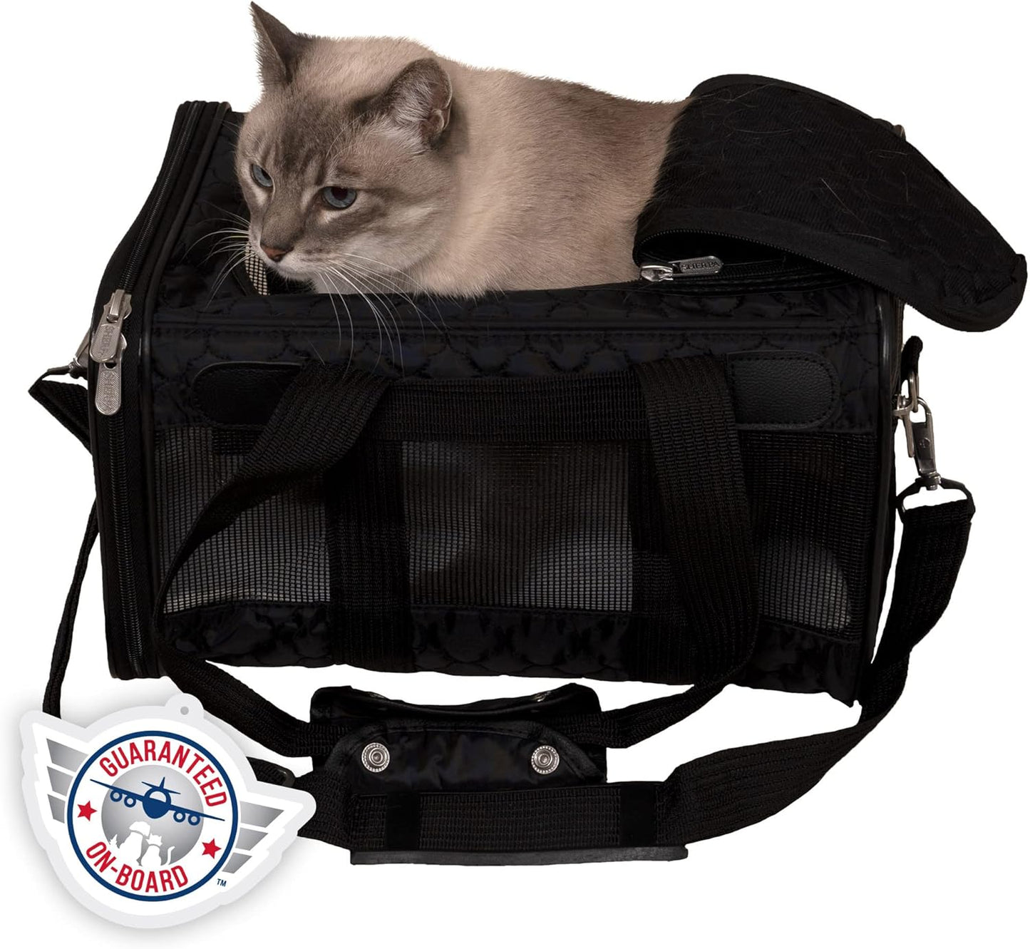 Sherpa Original Deluxe Travel Bag Pet Carrier, Airline Approved & Guaranteed-On-Board - Mesh Panels & Spring Frame, Locking Safety Zippers, Machine Washable Liner - Charcoal Gray, Medium
