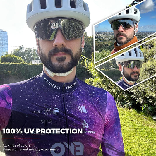 KAPVOE Polarized Cycling Glasses Men Women Mountain Bike Glasses MTB Riding TR90 Sport Sunglasses Running Bicycle Triathlon - PuriLite