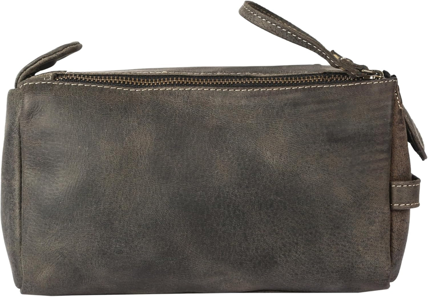 Premium Buffalo Leather Unisex Toiletry Bag Travel Dopp Kit Shaving kit (Distressed Tan)