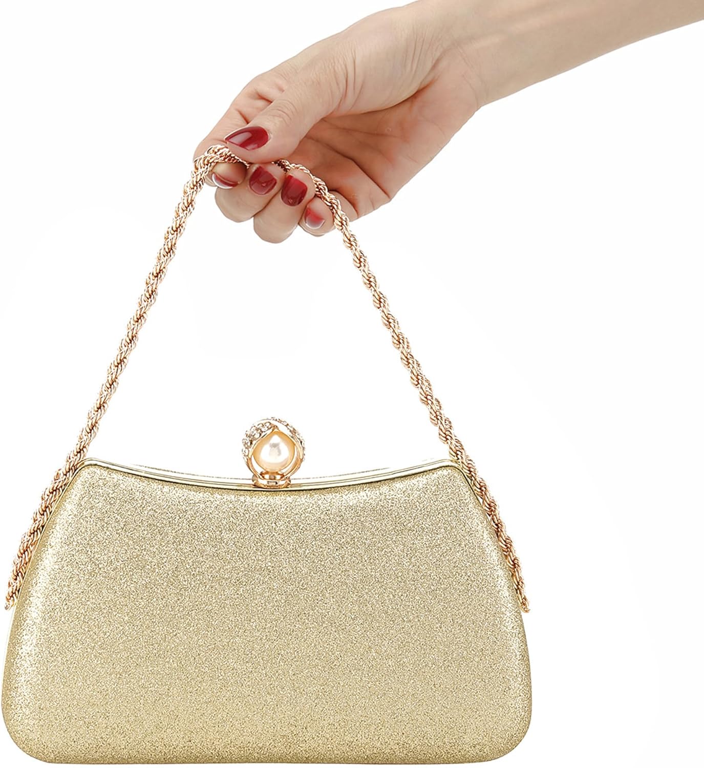 Buric Evening Clutch Bag for Women Glitter Shiny Dress Purse Wedding Bride Handbags Evening Clutches for Cocktail Party