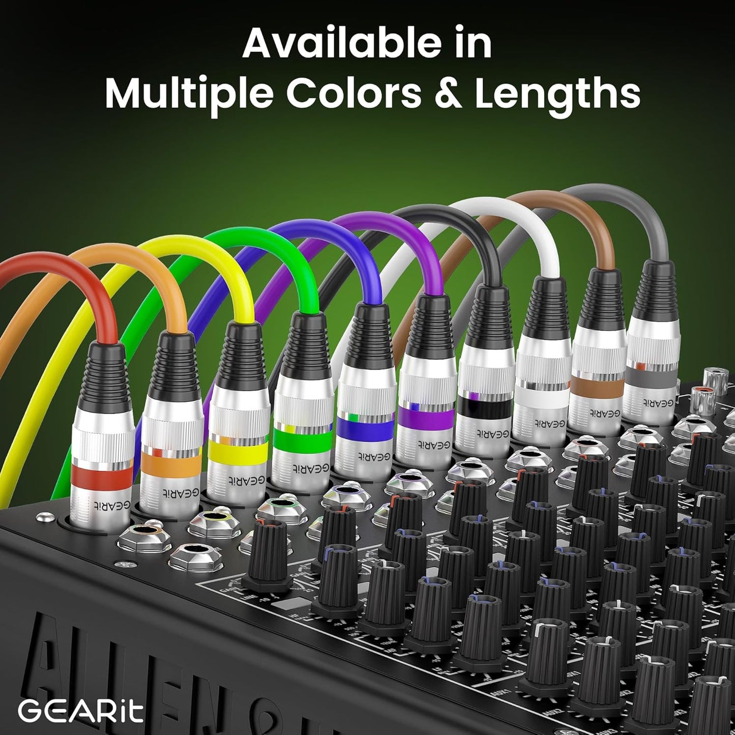 GEARit XLR Male to Female Microphone Cable (10 Feet, 6-Pack) 3-Pin Balanced Shielded Mixer, Recording Studio, Podcast - Black