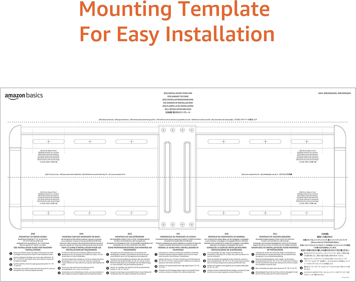 Amazon Basics Tilt TV Wall Mount with Horizontal Post Installation Leveling for 32-Inch to 86-Inch TVs