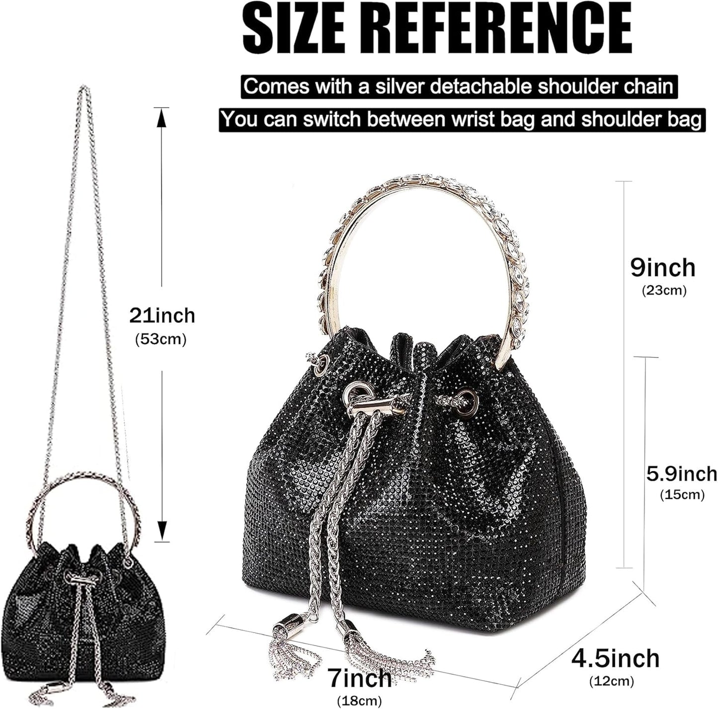 Rhinestone Purse for Women Sparkly Rhinestone Bag Evening Bag Silver Clutch Purses Bling Crossbody Bags for Women