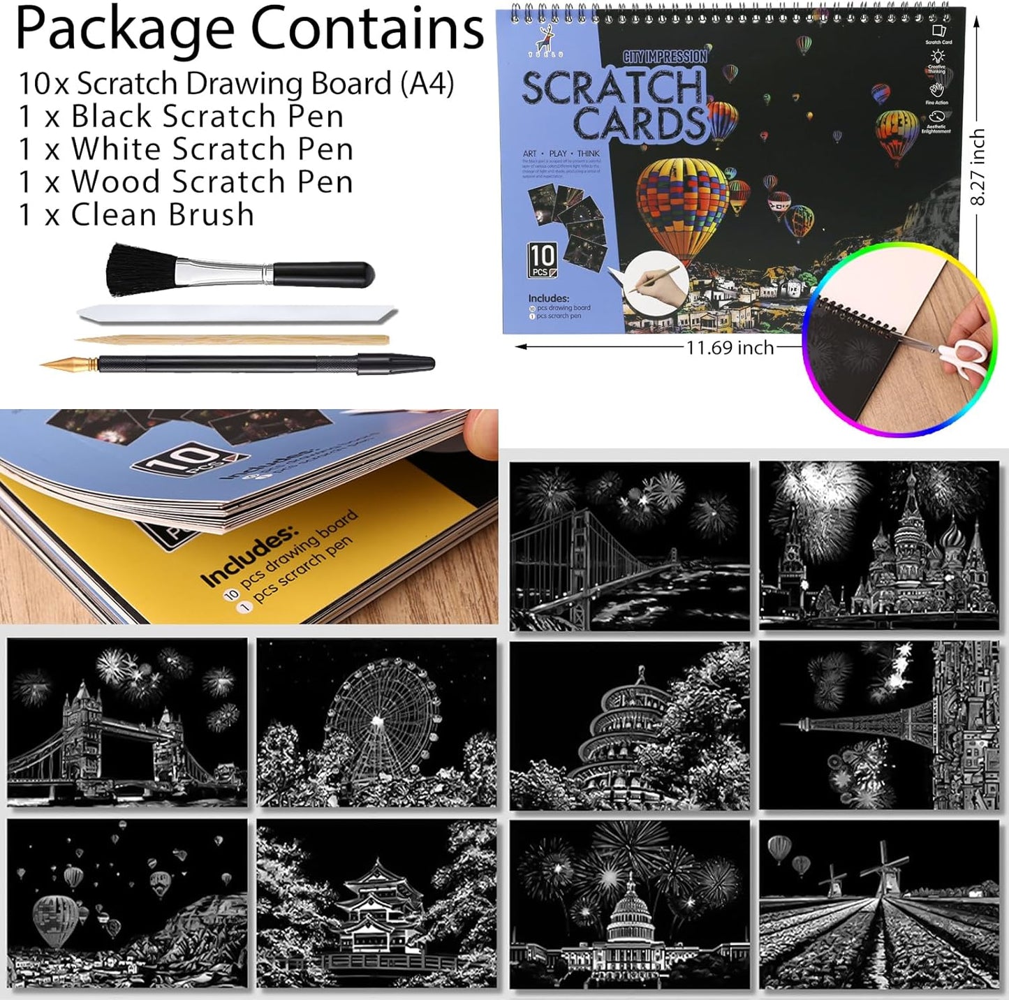 Purilite Select 20 PCS Cityscape Scratch Art Book