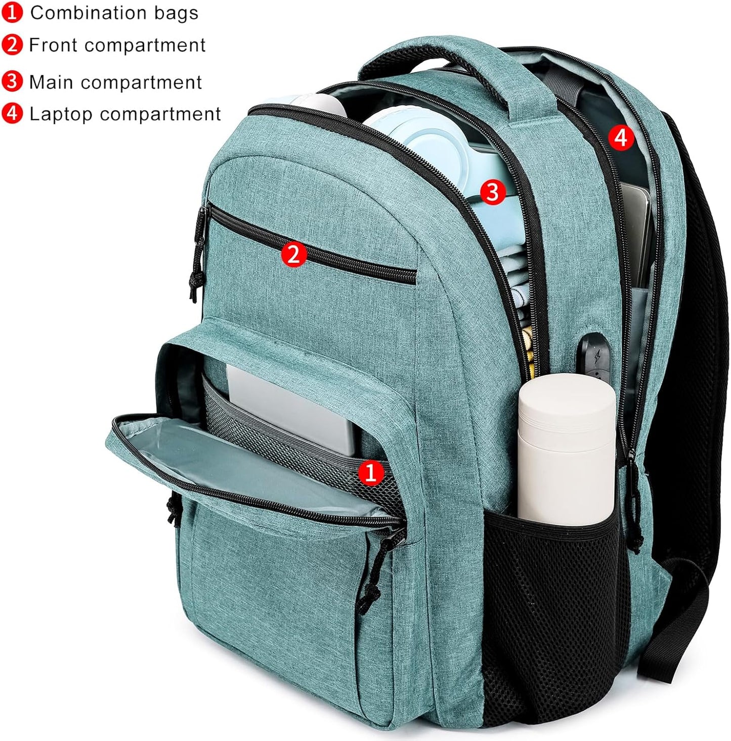 School backpack for Teen Boys, Backpack for Men,15.6 inch Laptop Backpack with USB Charging Port, Large Computer Bookbag with Compartments, Ergonomic Straps, Black