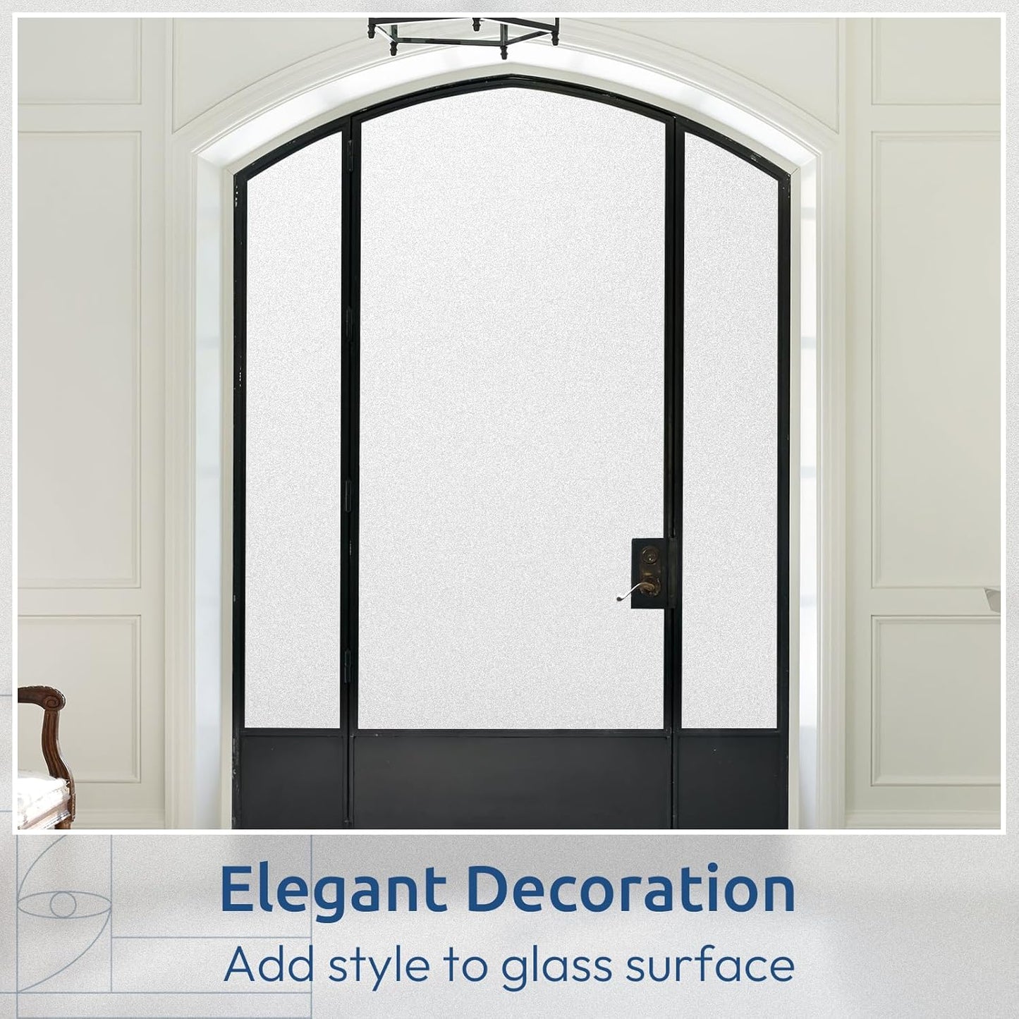 rabbitgoo Window Films for Privacy, Static Cling Frosted Glass Sticker, Non-Adhesive Privacy Film Sun Blocking Window Covering Frosting Vinyl Bathroom Sliding Glass Door, 44.5 x 200cm, Pure Frosted