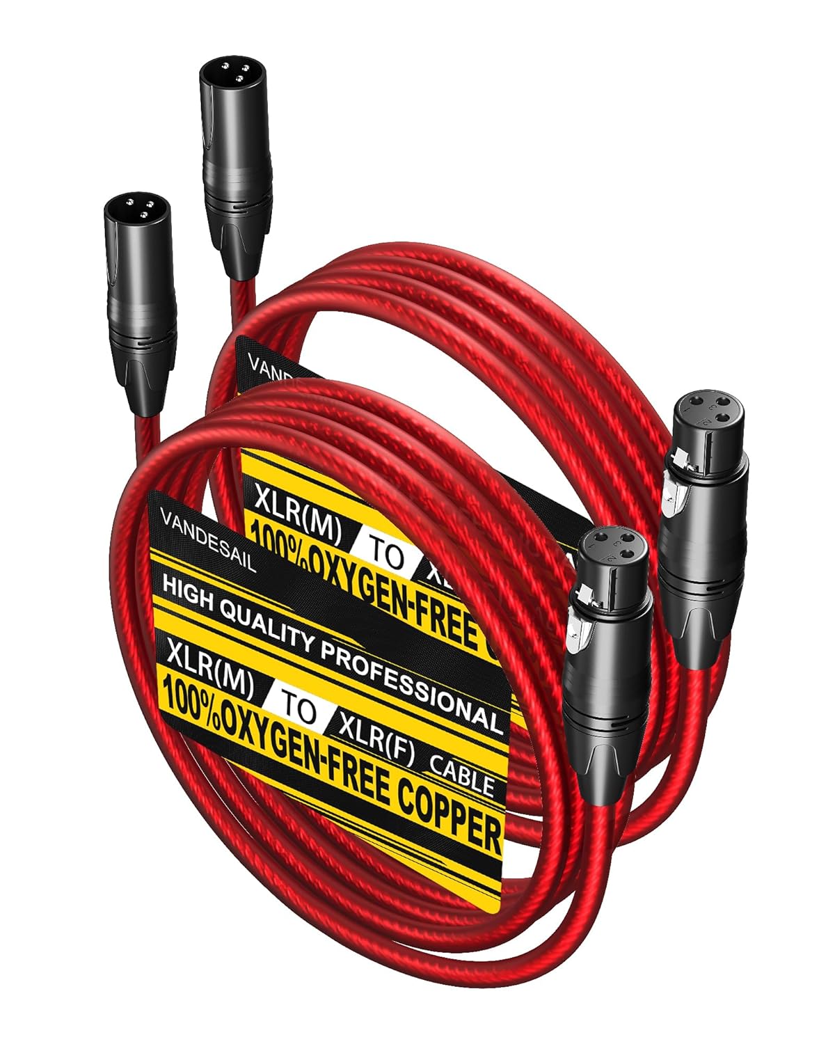 VANDESAIL XLR Cables 25ft 2 Pack, Durable Nylon Braided XLR Microphone Cable, Mic Cable, Shielded and Fully Balanced OFC Male to Female Cord for Recording Mixer Amplifie Speaker Black White