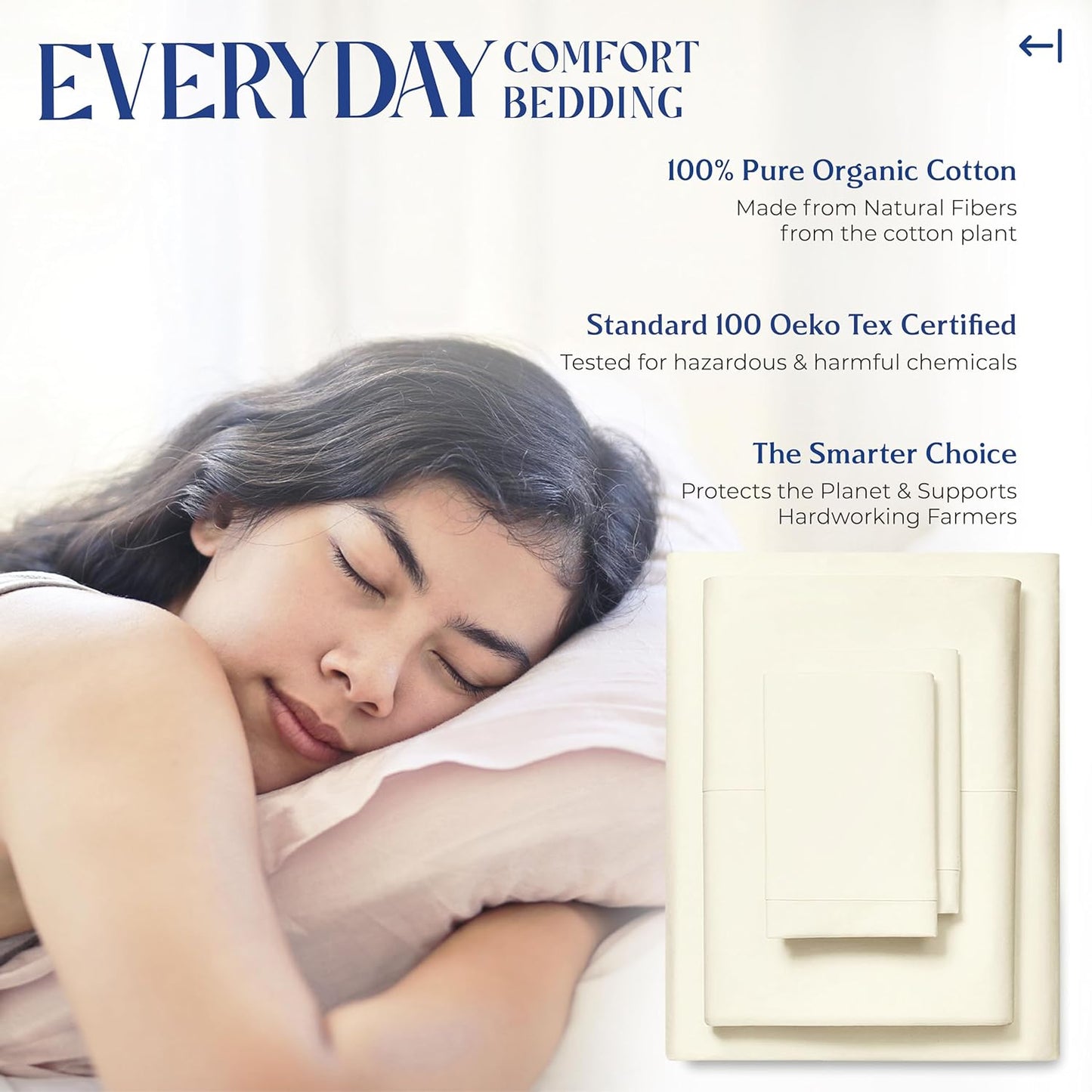 Mayfair Linen 100% Organic Cotton Percale Sheets Full Size - White Cotton Percale Sheets Full, 4 Piece Full Percale Sheet Sets, Soft & Crisp, Cooling Sheets, 16" Deep Pocket Hotel Sheets Full Size