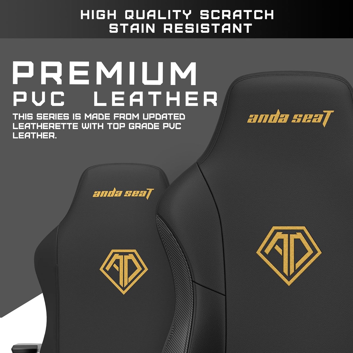 Anda Seat Phantom 3 Gaming Chairs for Adults - Large Ergonomic Computer Chair with Lumbar Support, Comfortable Leather Video Game Chairs with Headrest - Black Gold Recliner Desk Gaming Office Chair