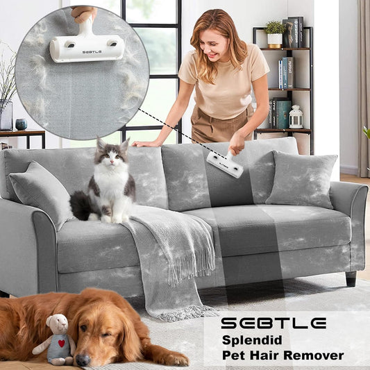 Sebtle Pet Hair Remover Roller,Reusable Animal Hair Removal Brush for Dogs and Cats,Lint Remover Easy to Clean Pet Fur from Carpet,Sofa,Bedding,Furniture and Rugs-Grey - PuriLite
