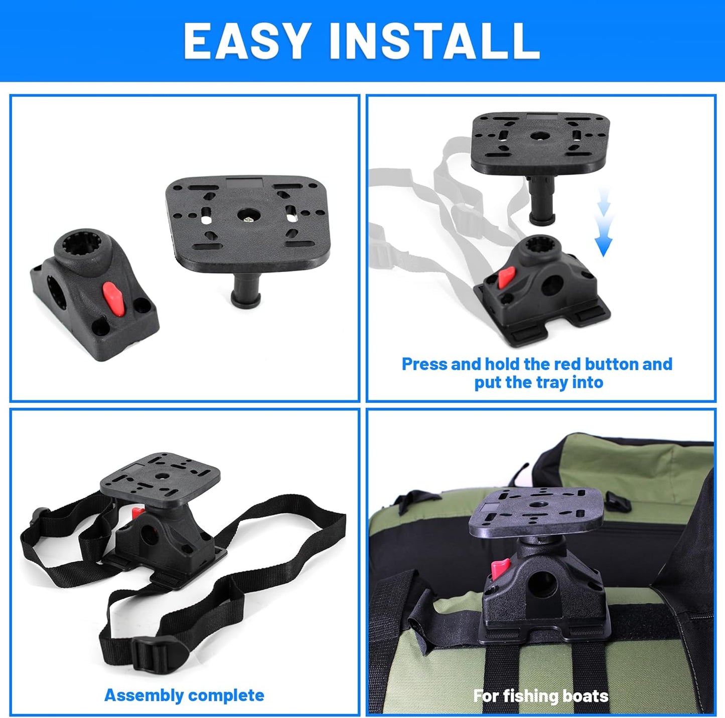 Xproutdoor Fish Finder Mounts for Boat, 360° Adjustable Fish Finder Mounting Brackets, Depth Finders Mount, Universal Marine Electronics Mounting Plate for Boat, Canoe, Kayak