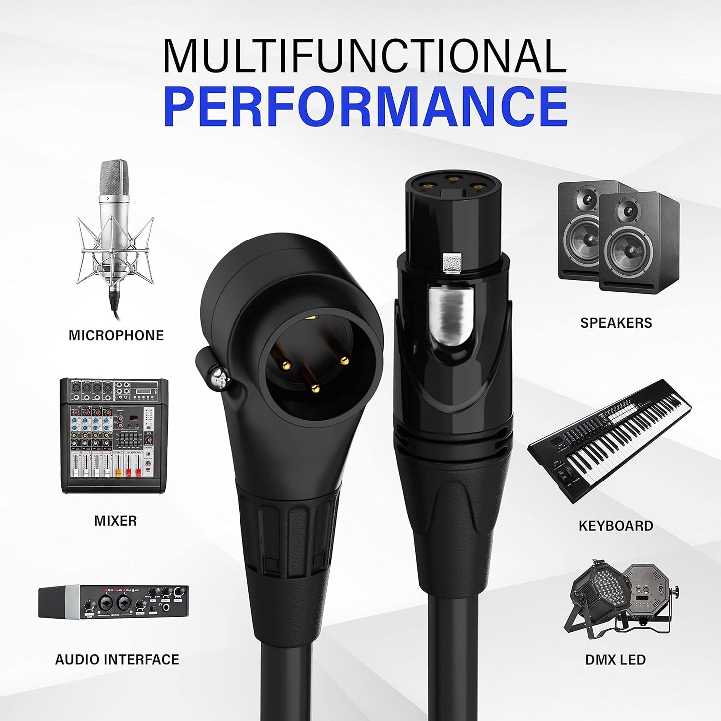 LyxPro 6 Feet XLR Microphone Cable Balanced Male to Female 3 Pin Mic Cord for Powered Speakers Audio Interface Professional Pro Audio Performance and Recording Devices - Blue