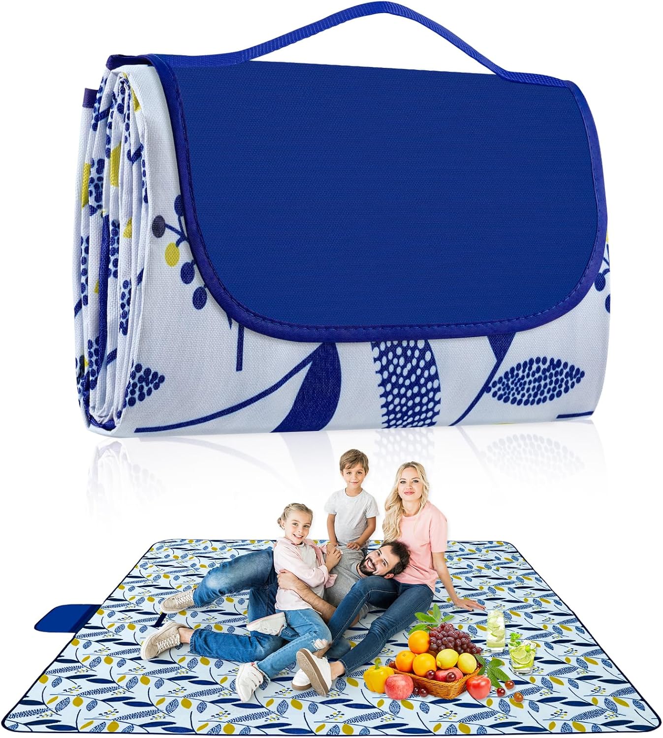 Habaylin Picnic Blanket Large, 79"X79" Waterproof Extra Large Beach Blanket, Foldable Picnic Blanket for Hiking, Party, Camping on Grass Sandproof Handy Picnic Mat