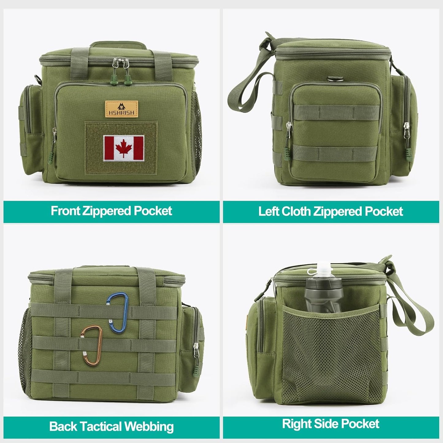 HSHRISH Tactical Large Lunch Bag for Men,Leakproof Insulated Lunch Box, Durable Soft Cooler Bag with Shoulder Strap Lunch Pail for Work Shifts Outdoor