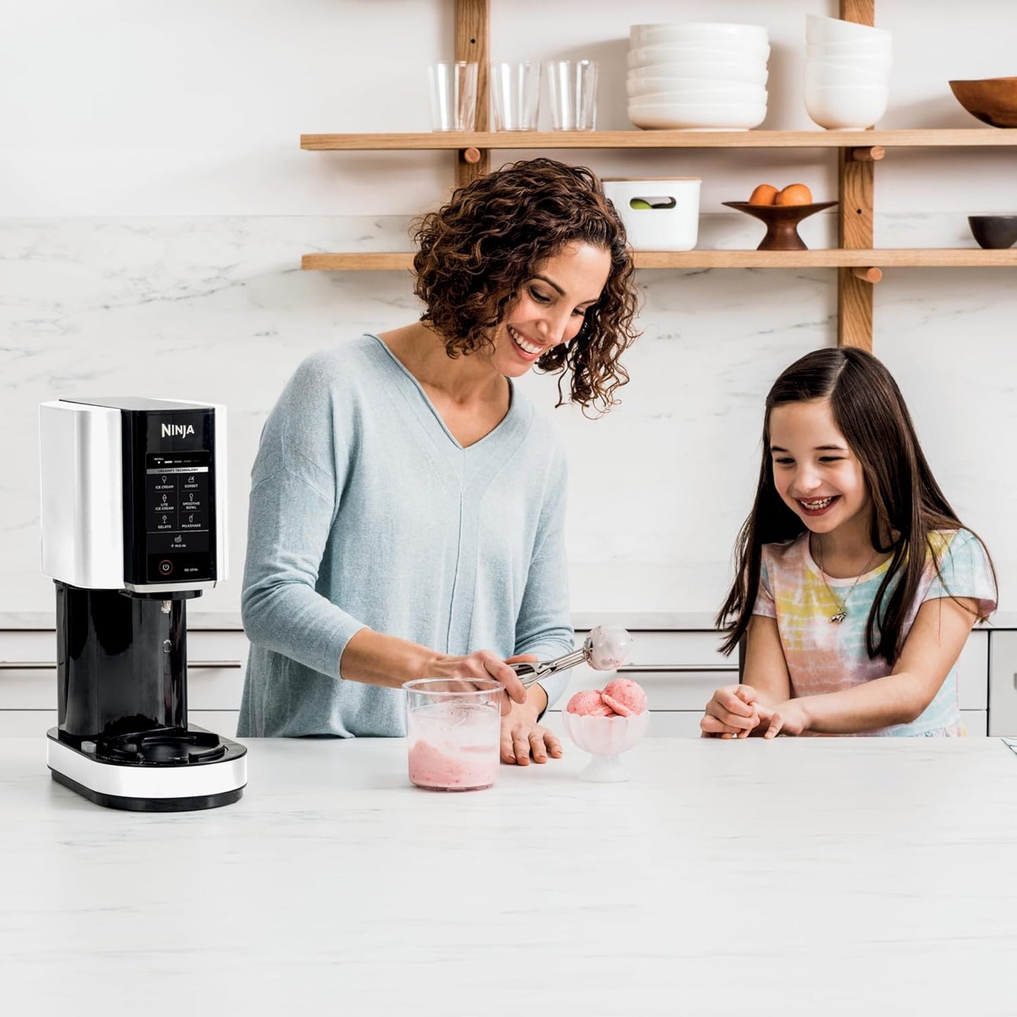 Ninja NC301 CREAMi Ice Cream Maker, for Gelato, Mix-ins, Milkshakes, Sorbet, Smoothie Bowls & More, 7 One-Touch Programs, with (2) Pint Containers & Lids, Compact Size, Perfect for Kids, Silver