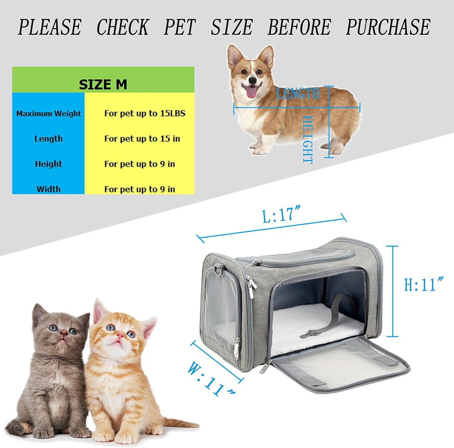 NextFri Soft Sided Carrier for Cats Dogs,TSA Airline Approved Collapsible Travel Pet Carrier (Magenta, Medium)