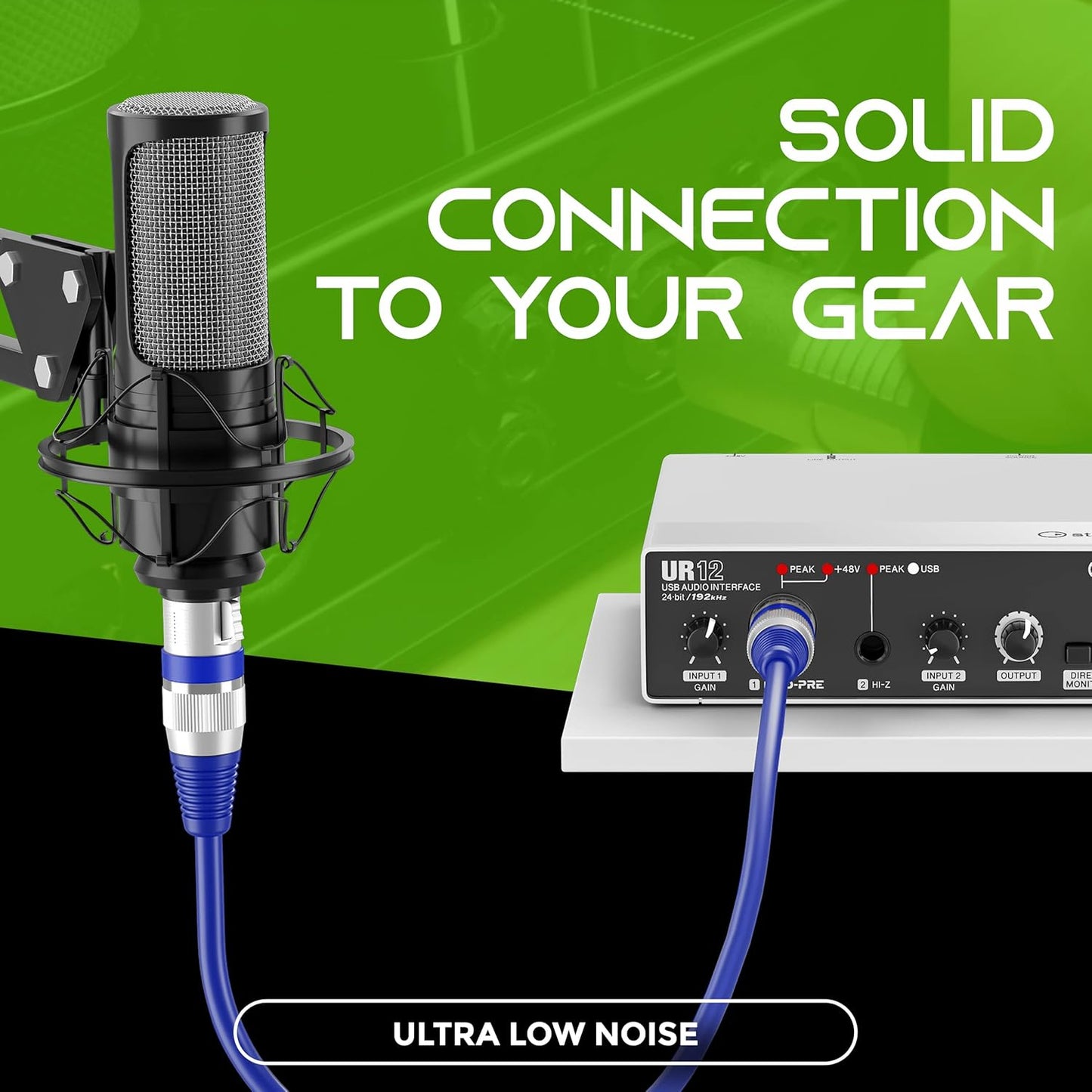 GEARit XLR Male to Female Microphone Cable (10 Feet, 6-Pack) 3-Pin Balanced Shielded Mixer, Recording Studio, Podcast - Black