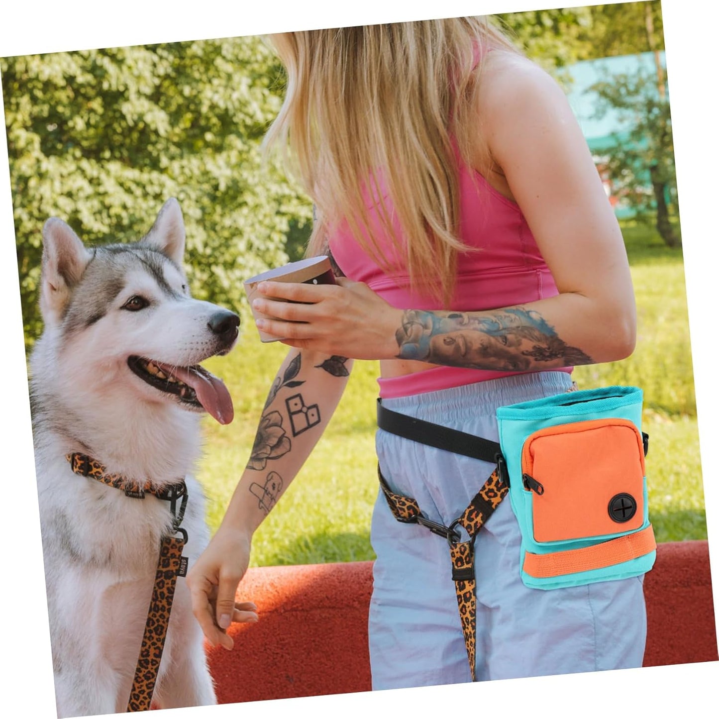 Dog Treat Pouch with Adjustable Waist Strap Lightweight and Durable Pet Training Bag for Treats and