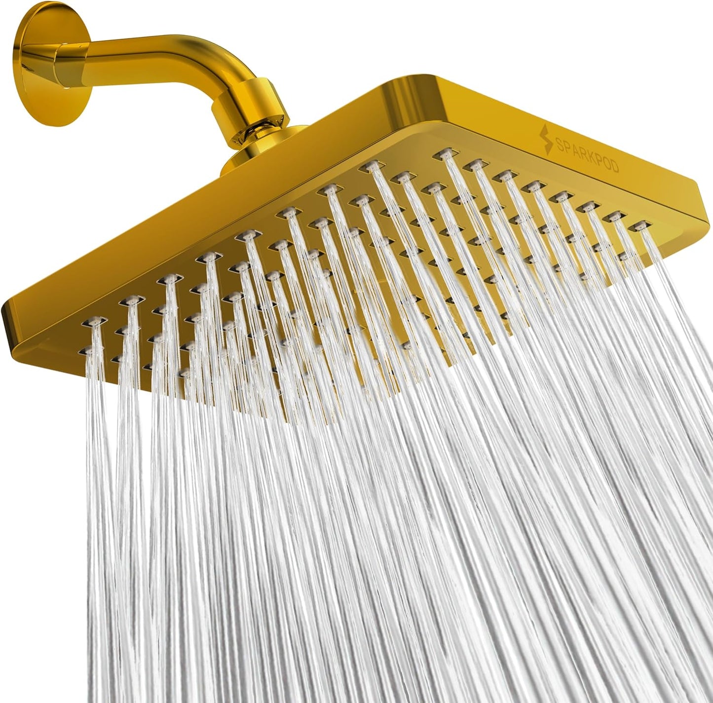 SparkPod Shower Head - High Pressure Rain - Premium Quality Luxury Design - 1-Min Install - Easy Clean Adjustable Replacement for Your Bathroom Shower Heads (Luxury Polished Chrome, 6 Inch Round)