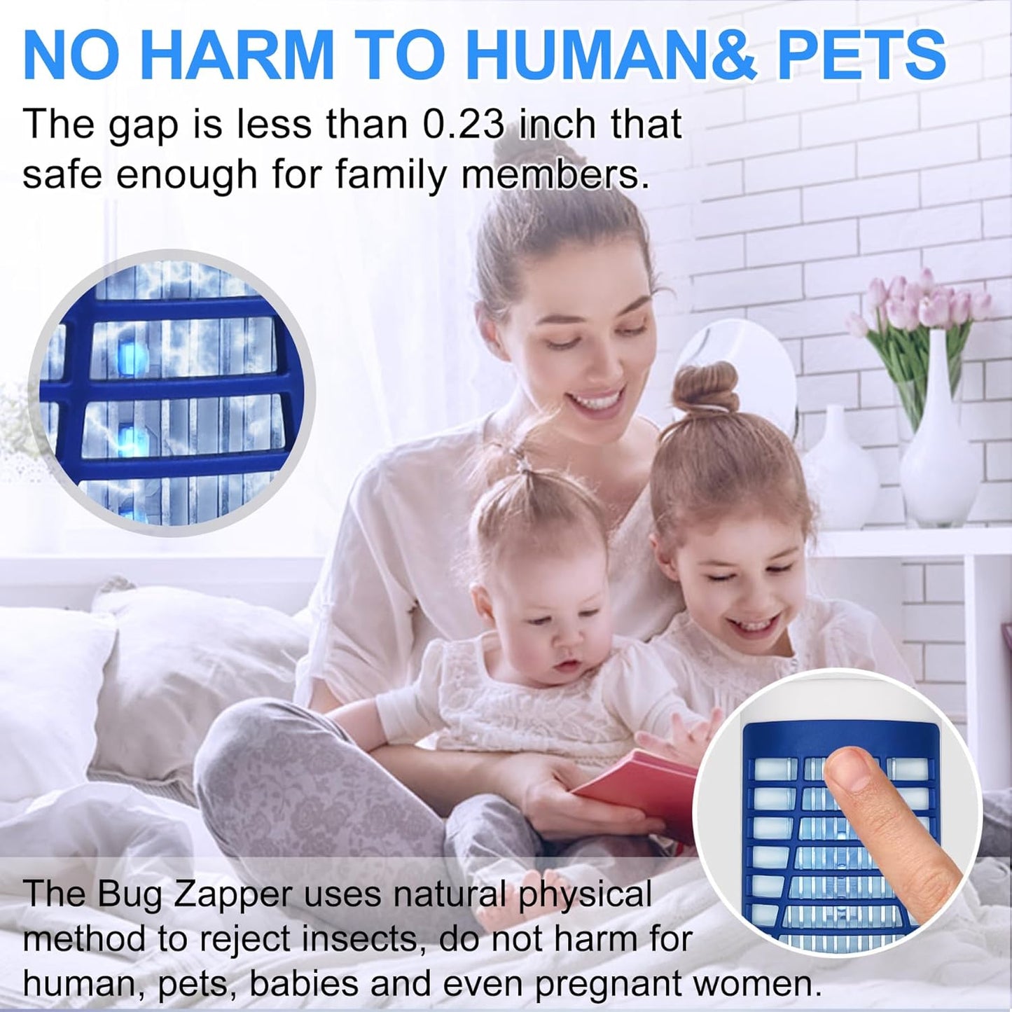 Bug Zapper Indoor,Electronic Fly Zapper Lamp for Familie,LED Lights Eliminates Flies Flying Pests - Non-Toxic - Silent - Effective Operation UV
