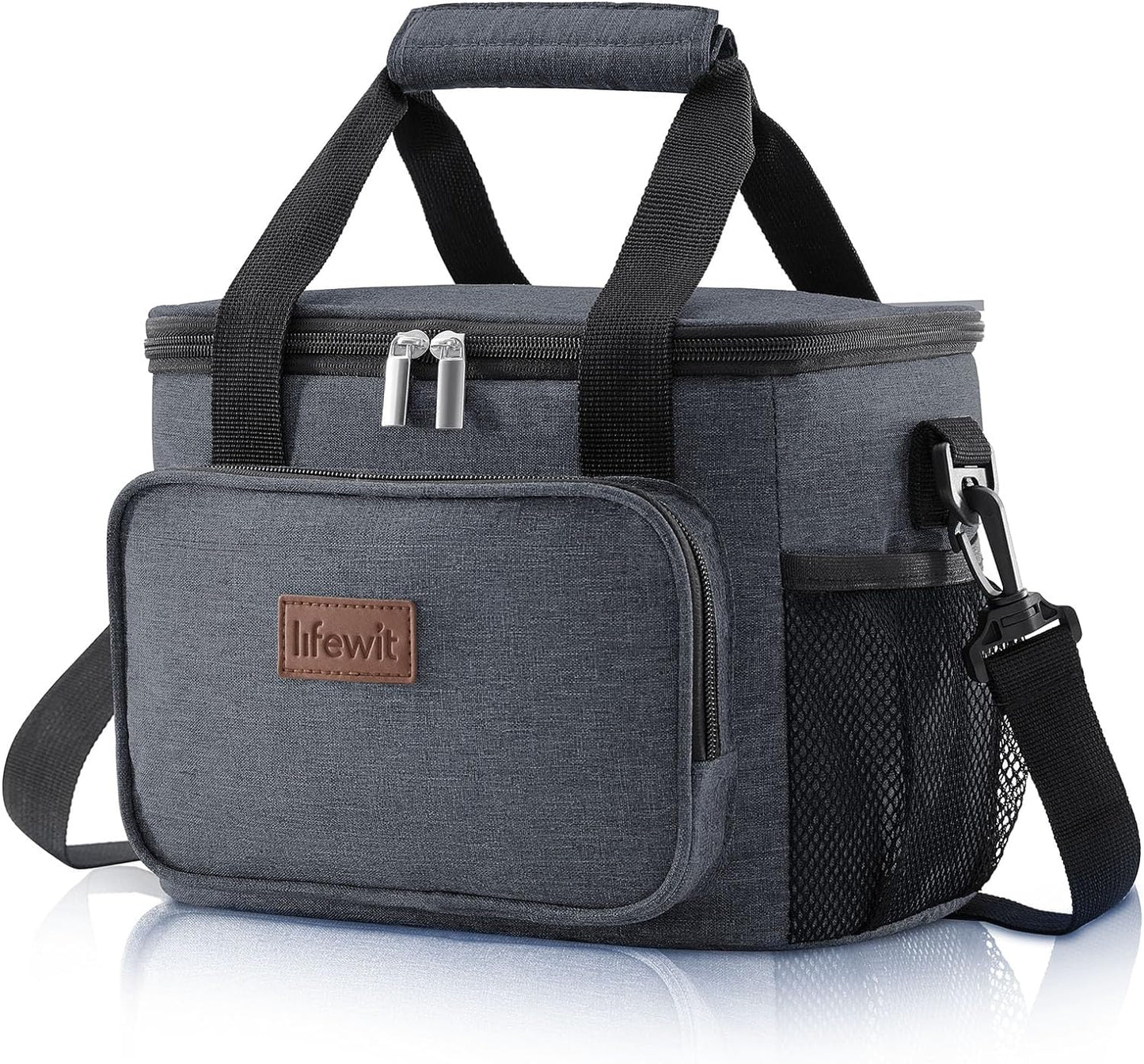 Lifewit Large Lunch Bag for Adults, 24-Can 15L Insulated Lunch Box Leakproof Soft Cooler Cooling Tote for Men Women, Waterproof Reusable Cooler Bags for Work Office Outdoor Picnic Camping, Black