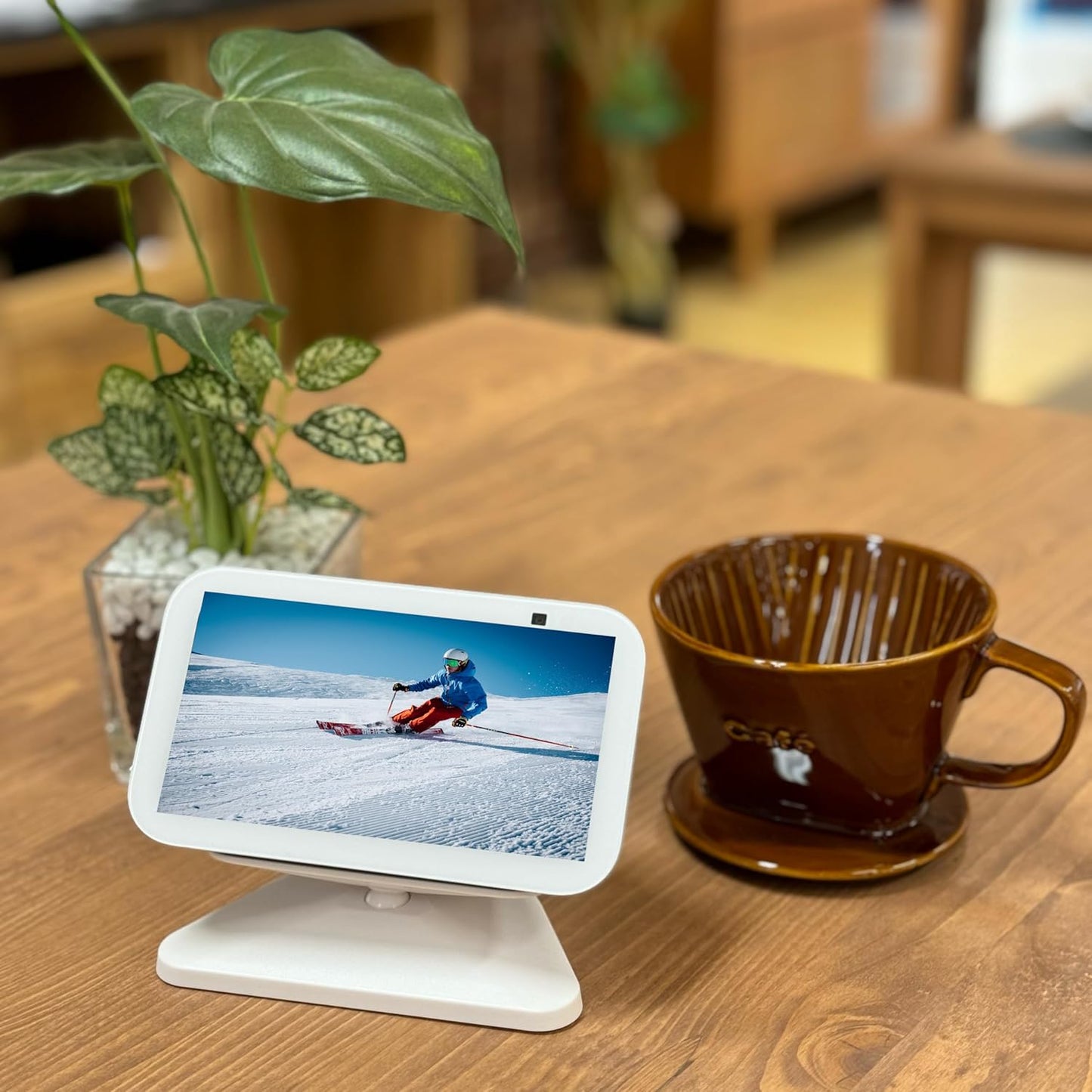 Sintron Adjustable Magnetic Stand Mount for Echo Show 5 (3rd Gen) & iPhone Models, Smart Display Stand Holder for Show 5 3rd Gen with 360 Degree Rotation, Swivel Tilt Function, Anti-Slip Base (Black)