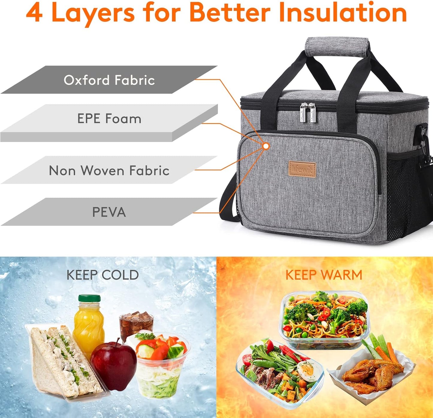 Lifewit Lunch Bag for Men, Insulated Lunch Box Leakproof Soft Cooler Cooling Tote for Adult Women, Waterproof Reusable Lunch Bags for Work Office Outdoor Picnic Camping, Black, 12-Can (9L)