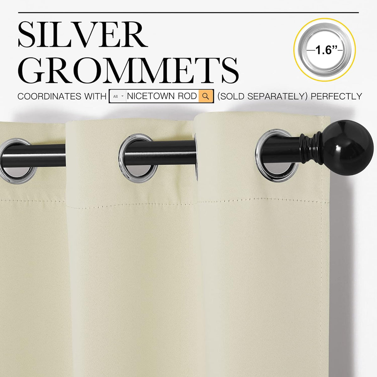 NICETOWN Blackout Curtains 2 Panels for Bedroom- Thermal Insulated Grommet Blackout Curtains 63 Inches Long for Living Room/Kitchen Rideaux occultants (2 Panels, W42 x L63 -Inch,Grey) - PuriLite