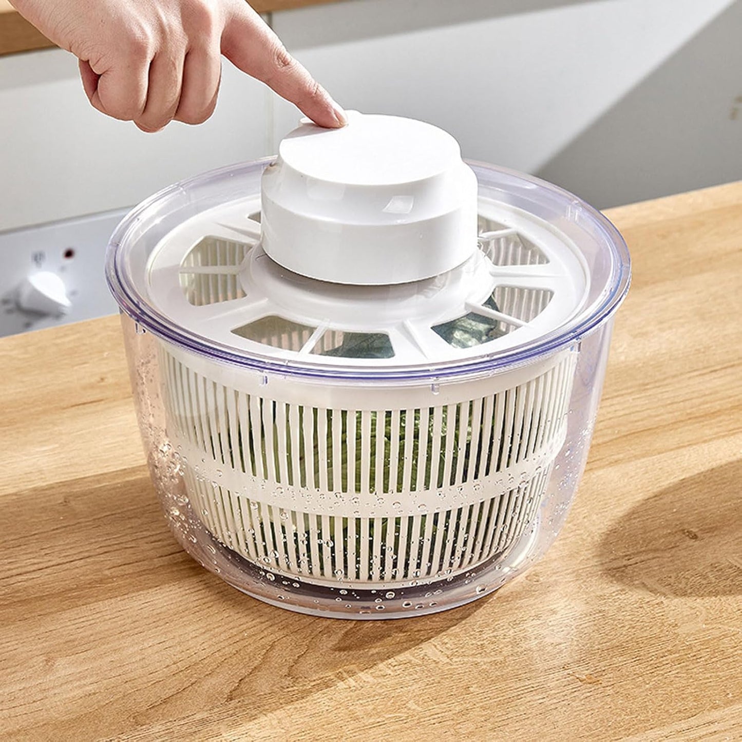 Large Capacity Electric Salad Spinner 5L, Quick Drainage, for Fruits Vegetables, with Fruit Vegetable Strainer Spinner, USB Lettuce Washer Dryer, Easy, Soft Base