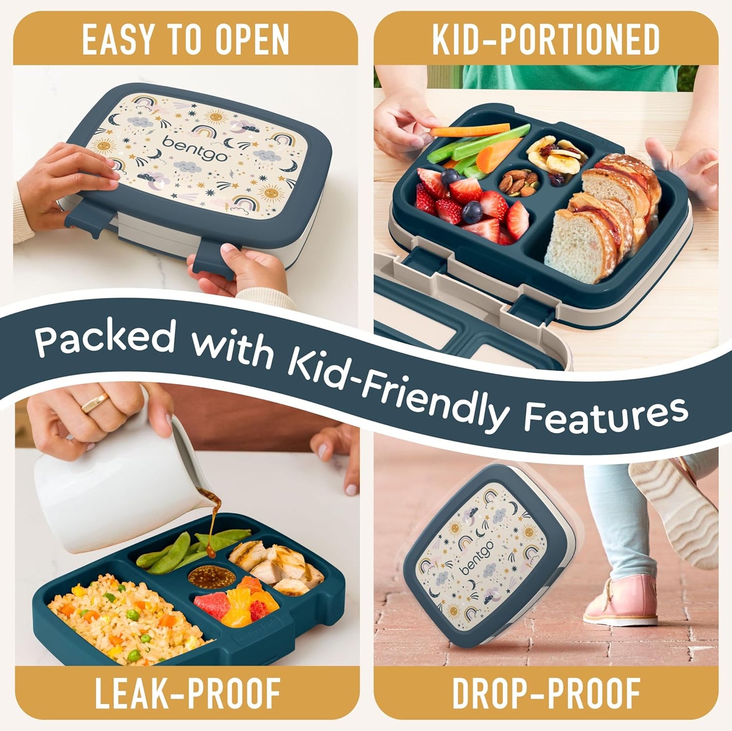 Bentgo Kids Prints Leak-Proof, 5-Compartment Bento-Style Kids Lunch Box - Ideal Portion Sizes for Ages 3 to 7 - BPA-Free, Dishwasher Safe, Food-Safe Materials - 2021 Collection (Llamas)
