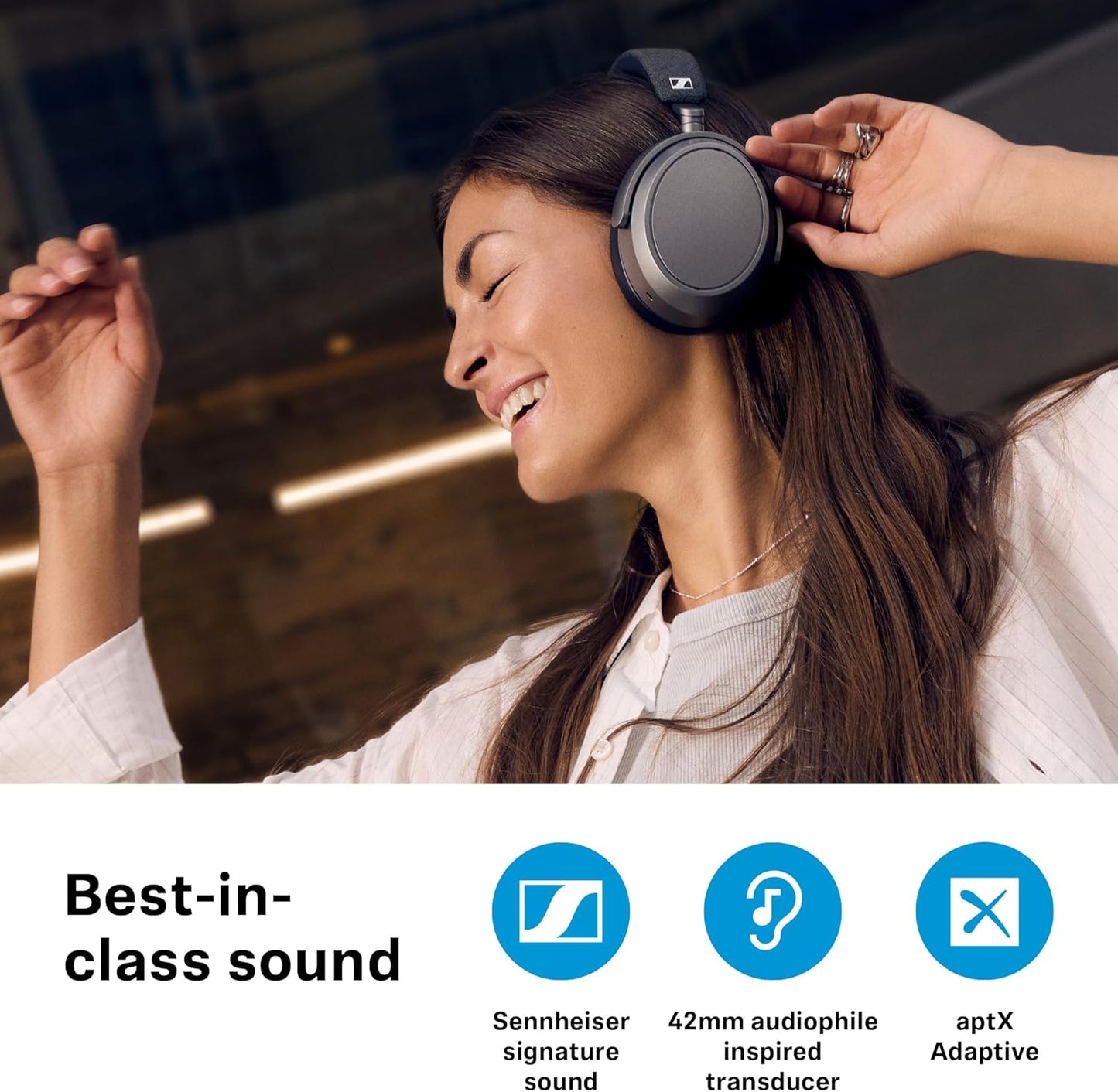 Sennheiser Momentum 4 Wireless Headphones, Bluetooth for Crystal-Clear Calls w/Adaptive Noise Cancellation, 60h Battery Life, Customizable Sound & Lightweight Folding Design, Black/Copper