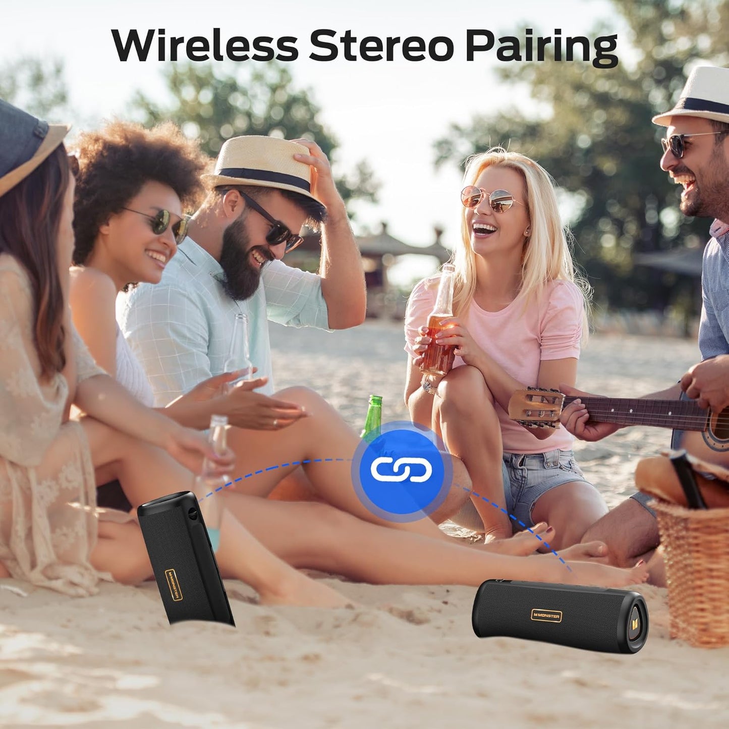 Monster S230 Portable Bluetooth Speaker, Speakers Bluetooth Wireless with 30W Loud Stereo Sound, Wireless Stereo Pairing, 24H Playtime, Bluetooth 6.0 Supports TF Card, AUX for Outdoor/Home/Party