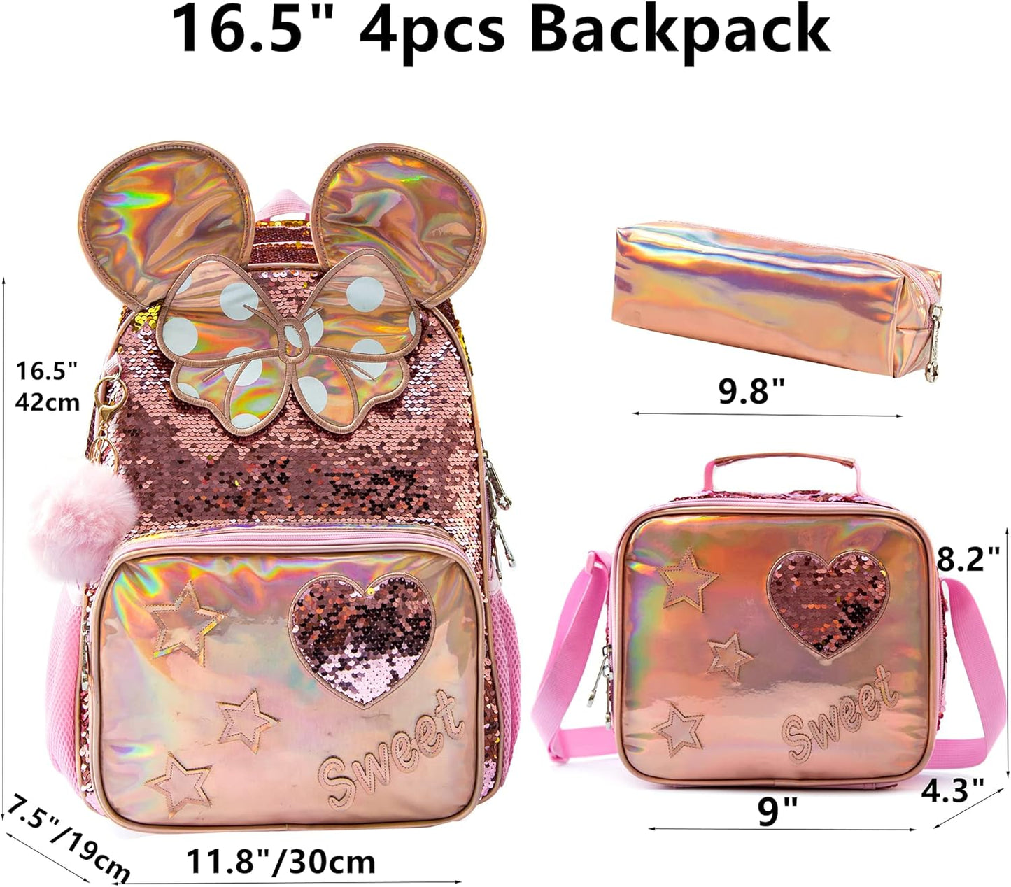 Cute Backpack for Girls School Backpacks with Lunch Box for Elementary