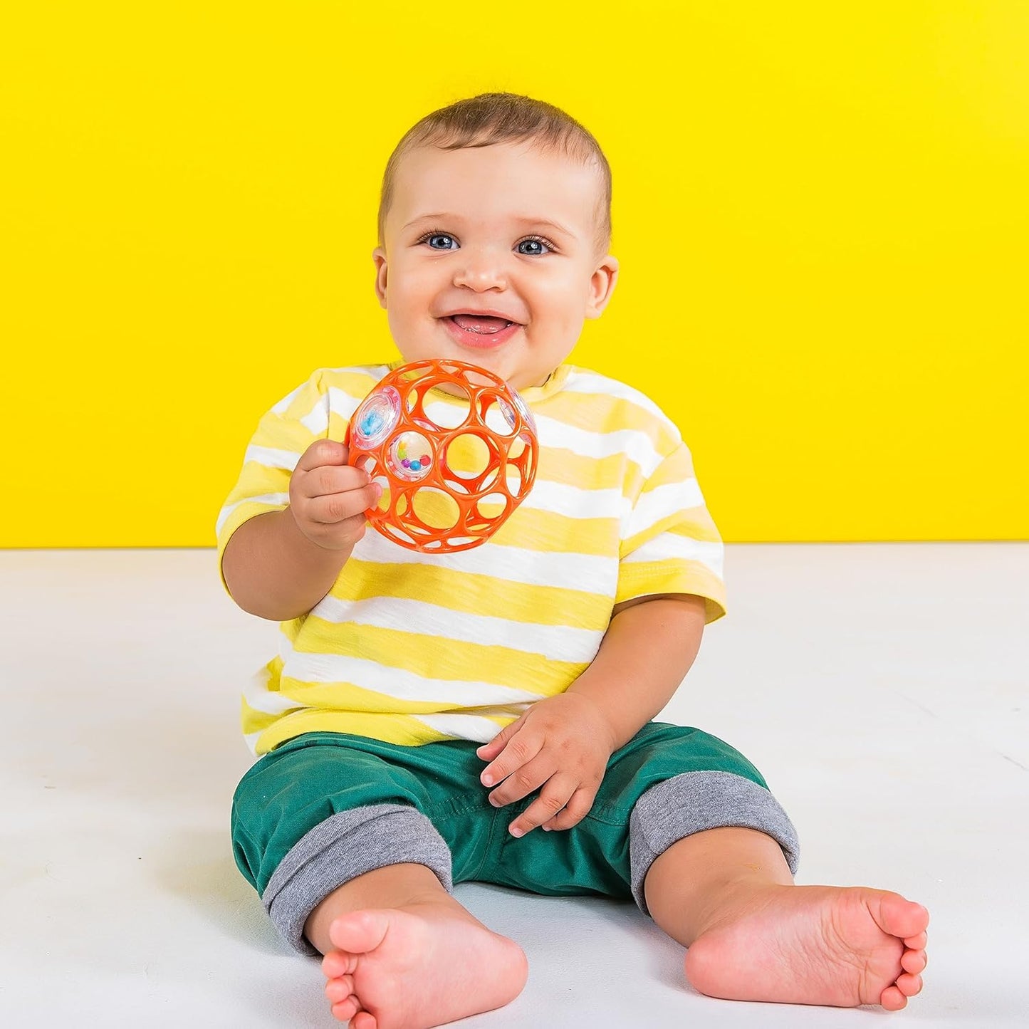Bright Starts Oball Easy-Grasp Rattle BPA-Free Infant Toy in Teal, Age Newborn and up, 4 Inches