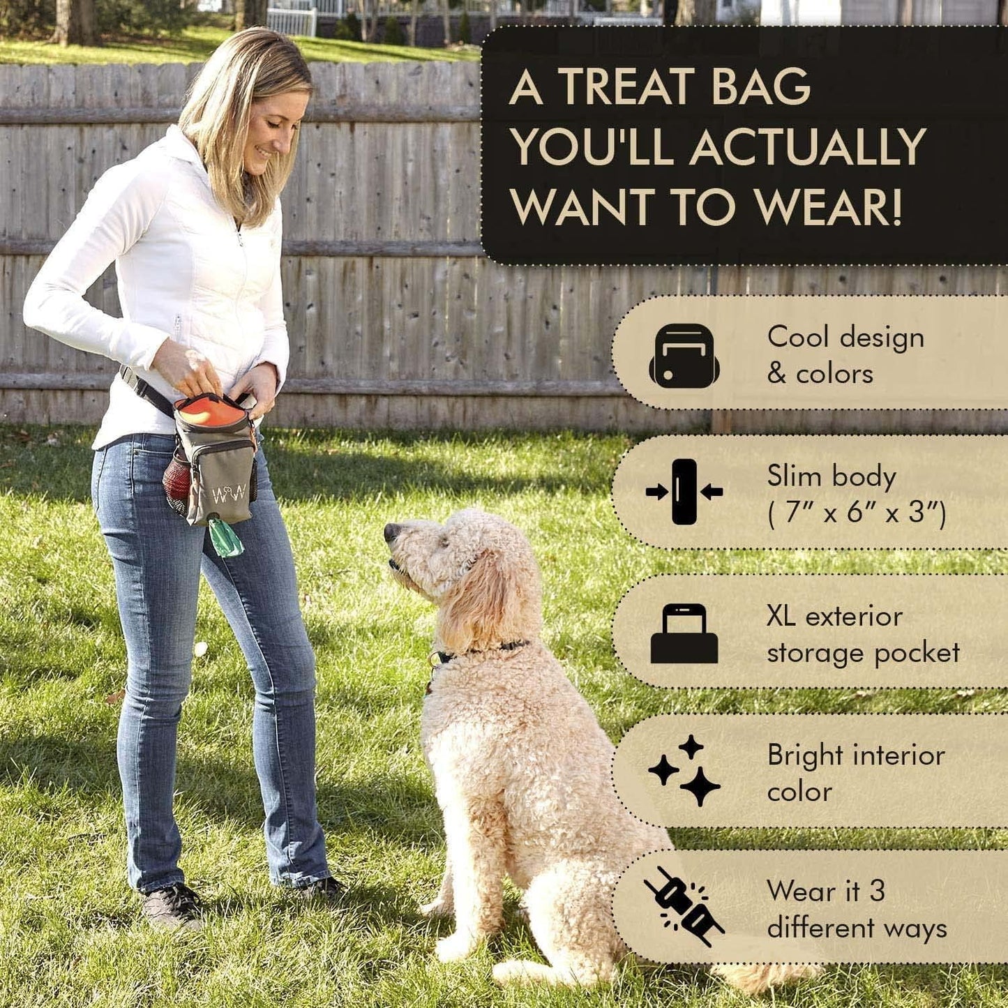 Wolf in Winter Quickdraw XL Dog Treat Pouch Bag for Training with Waste Bag Holder Phone Pocket and Belt Clip – Dog Accessories for Walking Hiking and Puppy Essentials – (Raspberry)
