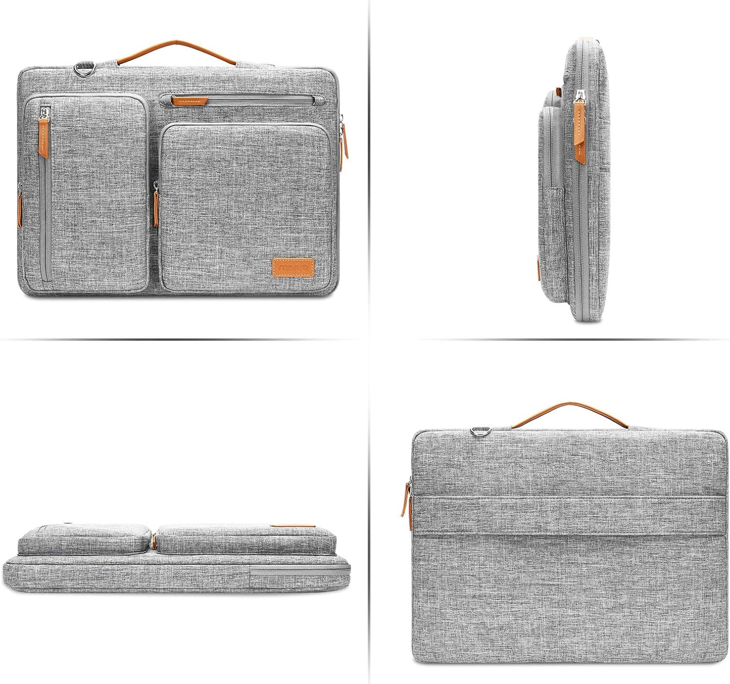 MOSISO 360 Protective Laptop Bag 13.3 inch, 13-13.3 inch Computer Shoulder Bag Compatible with MacBook Air/Pro 13/Pro 14, HP Dell ASUS, Side Open Messenger Case &4 Zipper Pockets&Handle, Black