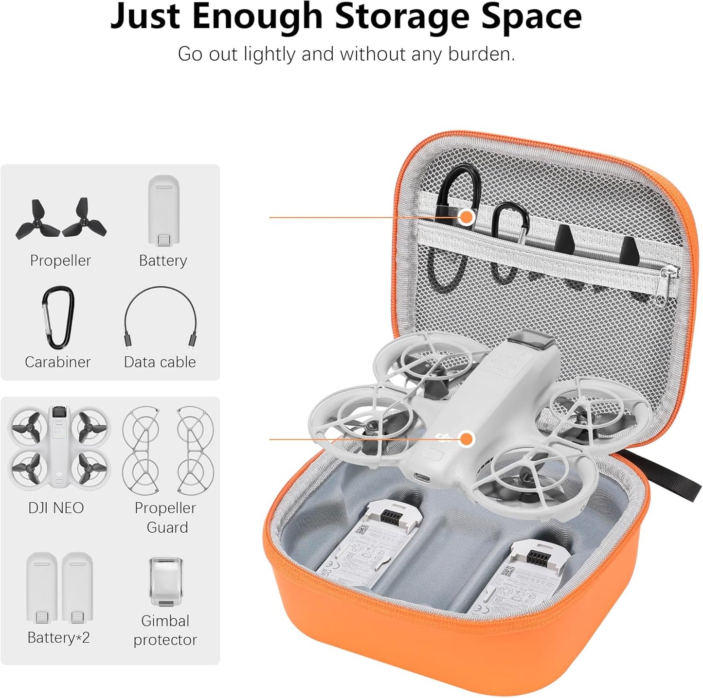 FPVtosky Carrying Case for DJI NEO, Porable Travel Storage Bag for DJI NEO Drone Aceessories (for DJI NEO, Black)
