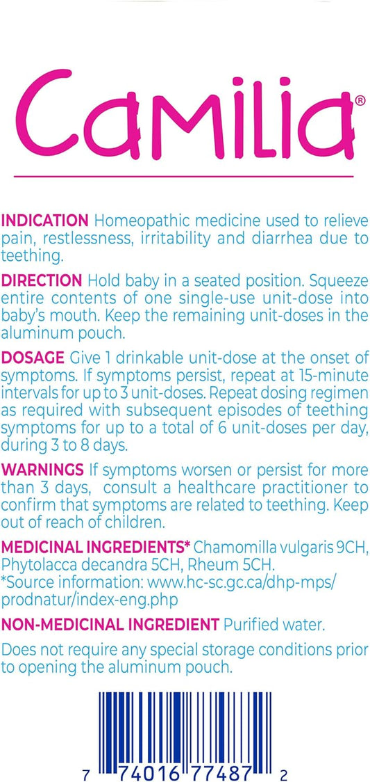 Boiron Camilia Baby Teething Relief Medicine, 30 Count (Pack of 1) - PuriLite