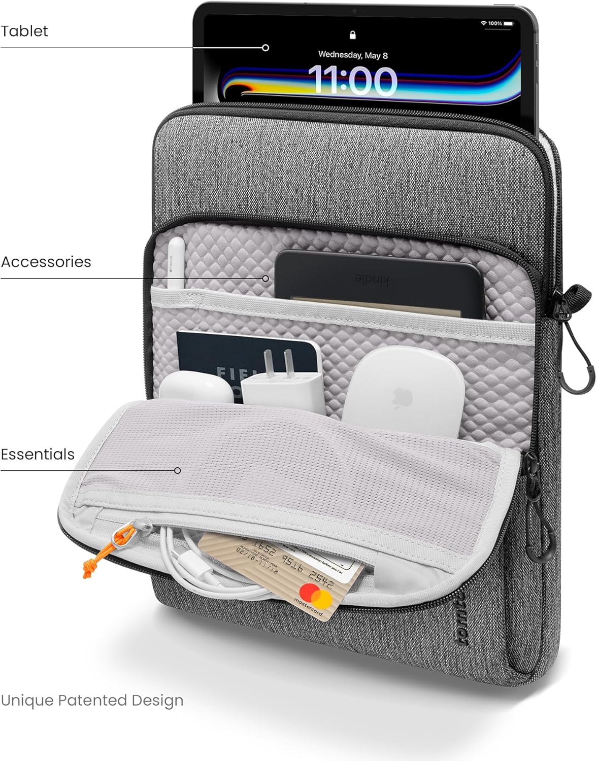 tomtoc DefenderAce-A03 360 Protective Laptop Shoulder Bag for 16-inch New MacBook Pro M4/M3/M2/M1 Pro/Max 2024-2019, Water-Resistant Well-Organized Accessory Sleeve Case with Handle