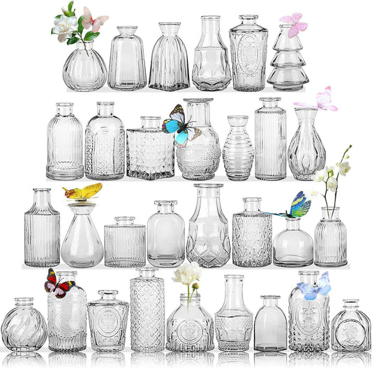 30 Pcs Mini Bud Vases As Wedding Centerpieces for Tables,Clear Bud Vases for Flowers,Small Flower Vases Suitable for Birthday Party,Anniversary,Wedding Reception,Baby Shower