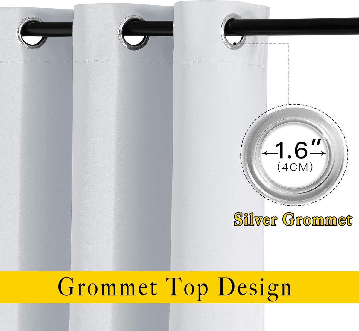 NICETOWN Blackout Curtains 2 Panels for Bedroom- Thermal Insulated Grommet Blackout Curtains 63 Inches Long for Living Room/Kitchen Rideaux occultants (2 Panels, W42 x L63 -Inch,Grey) - PuriLite