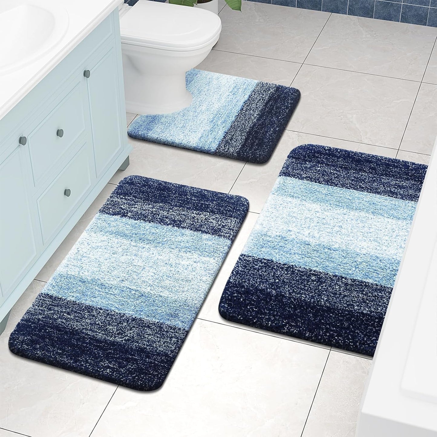 OLANLY Luxury Microfiber Bath Mat, Extra Soft and Absorbent Bathroom Mat, Non-Slip Plush Shaggy Bathroom Rug, Machine Wash Dry, Bath Rugs for Bathroom Floor, Tub and Shower, 16x24, Grey