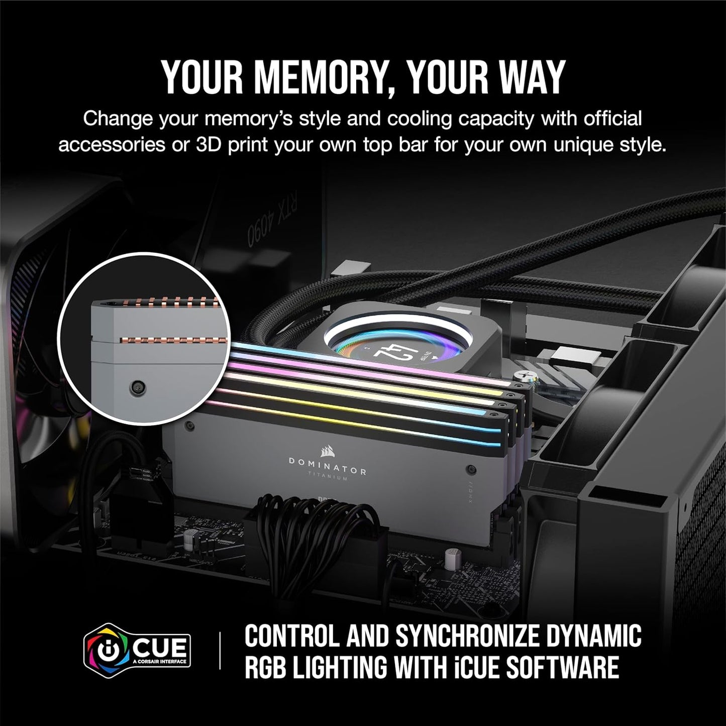 CORSAIR Dominator Titanium RGB DDR5 RAM 96GB (2x48GB) 6000MHz CL30-36-36-76 1.40V AMD Expo Intel XMP 3.0 Desktop Computer Memory – White (CMP96GX5M2B6000Z30W)