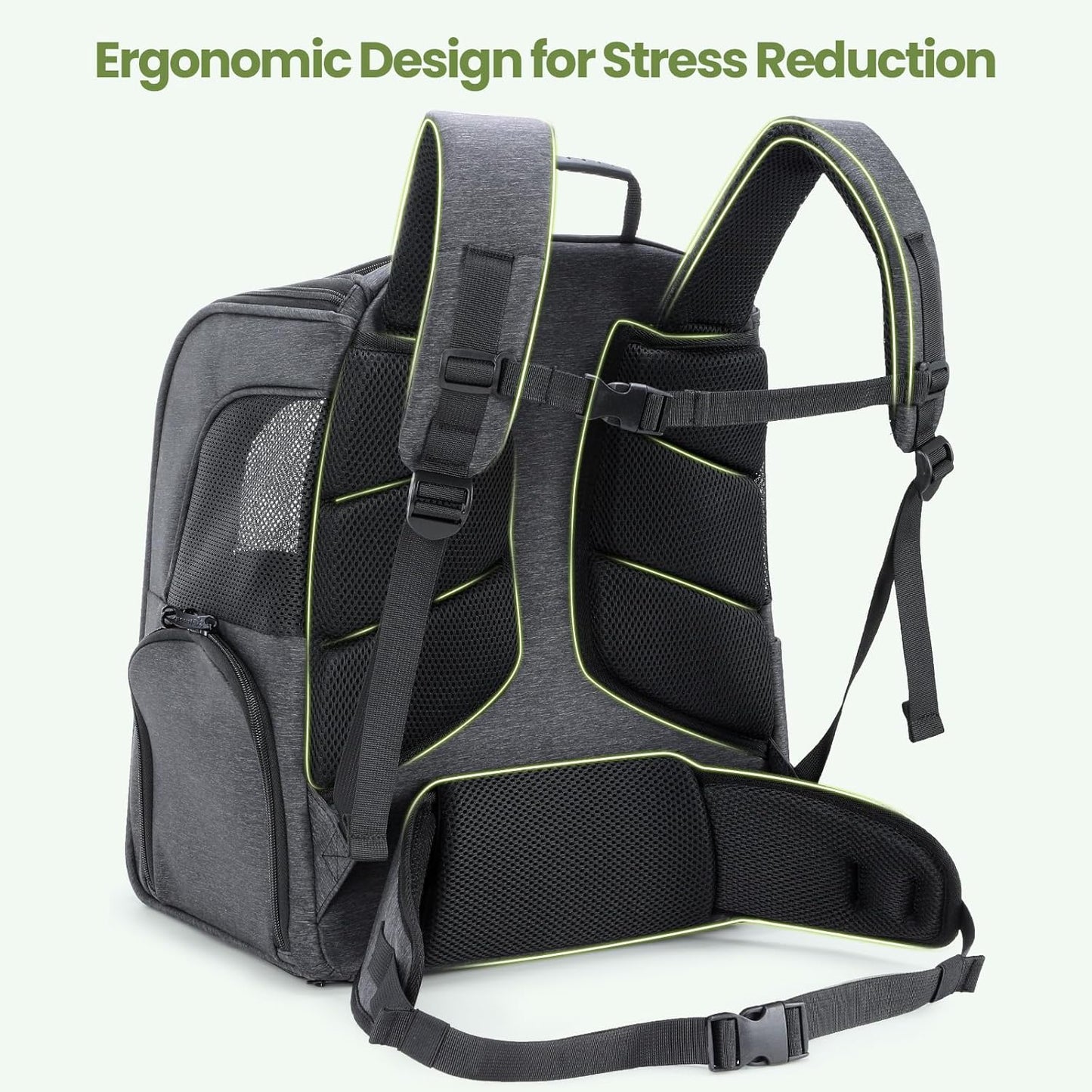 Pecute Cat Backpack Anti-Gravity Load Reduction 30%, Dog Backpack with Locking Zippers, Pressure-Relieving, Suitable for Traveling, Taking Public Transportation, Visiting The Doctor, Hiking