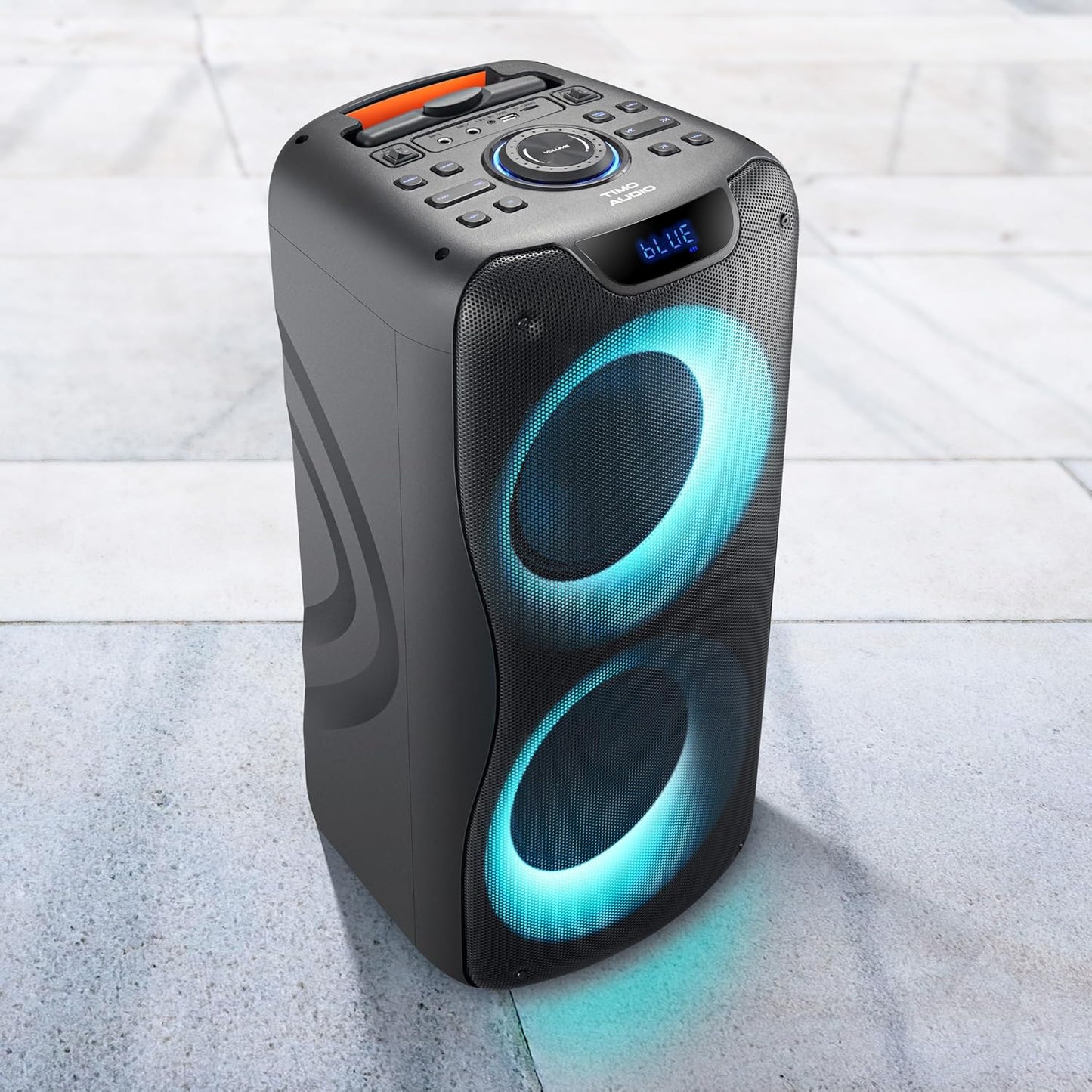 800W Rechargeable Karaoke Machine with Dual 8" Woofers, LED Lights, Bluetooth/USB/AUX, 2 Wireless Microphones & Remote Control (Batteries Not Included), Charging Cable Included