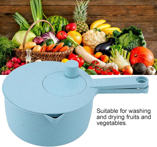 Salad Spinner, Vegetable Drainer, Manual Salad Dehydrator for Washing, Cleaning & Drying Greens, Vegetables, Fruits, Vegetable Washer Dryer Drainer Strainer with Bowl & Colander(Blue) - PuriLite