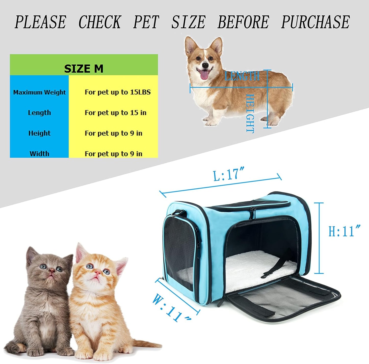 NextFri Soft Sided Carrier for Cats Dogs,TSA Airline Approved Collapsible Travel Pet Carrier (Magenta, Medium)