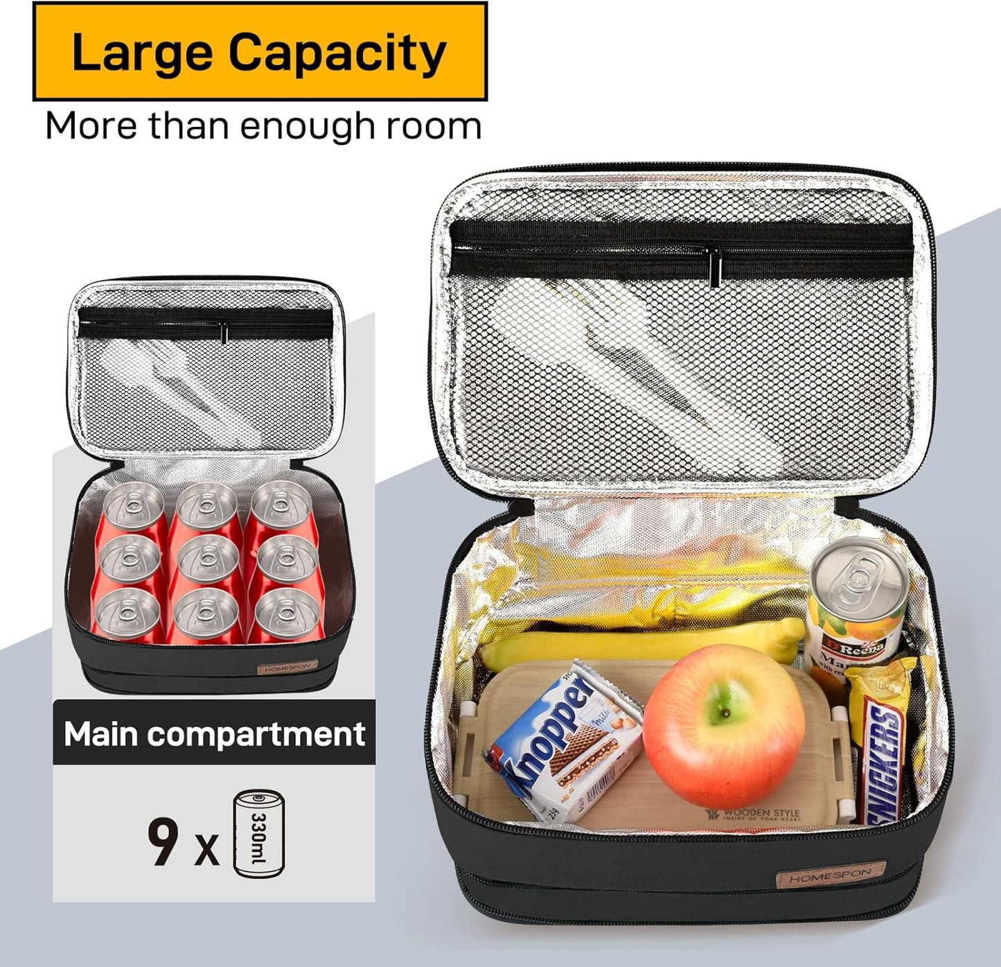 HOMESPON Expandable Lunch Bag for Men Women Insulated Lunch Box Holder with Handle for Picnics Work Travel (Blue)
