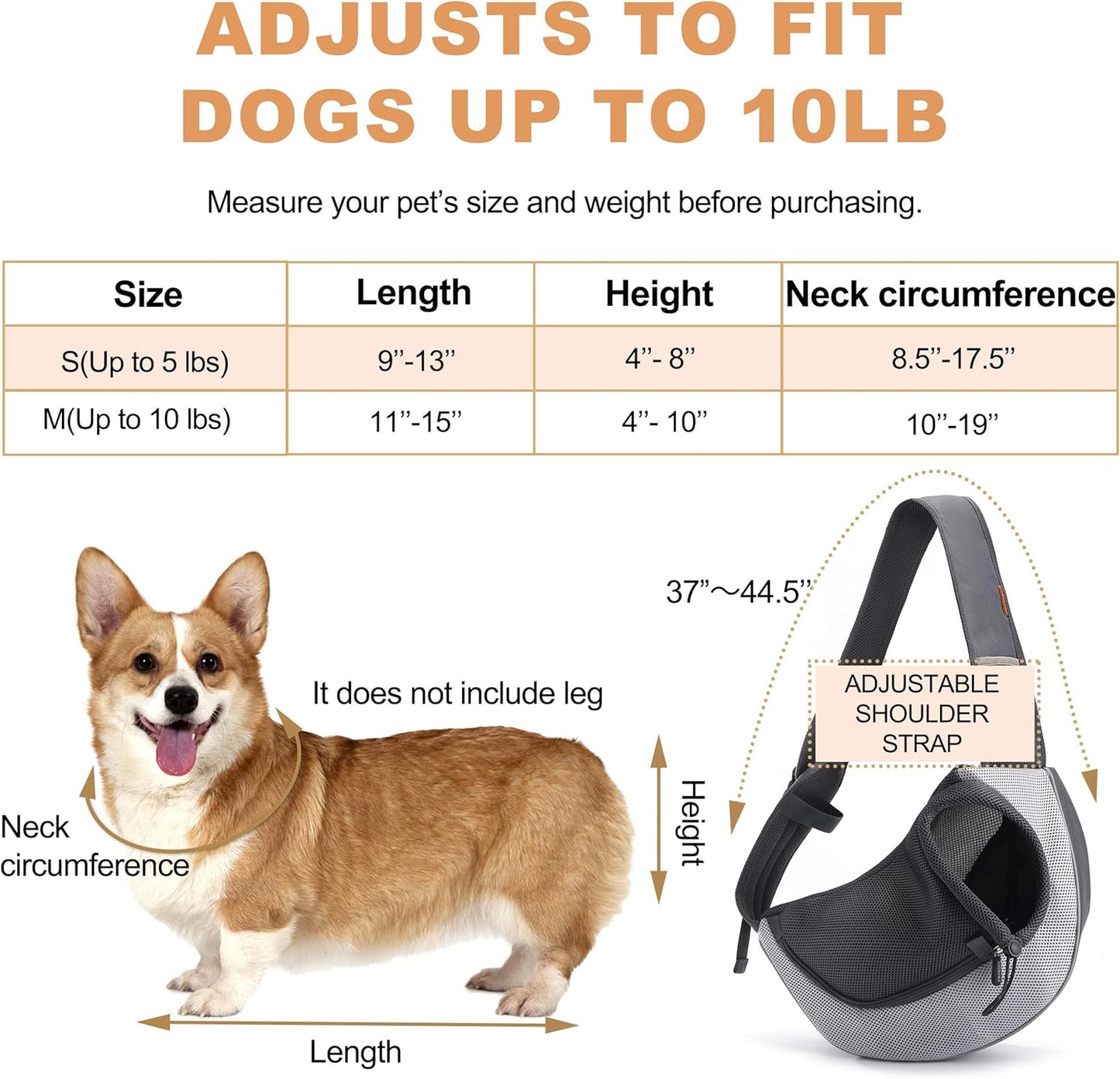 FDJASGY Pet Sling Carrier for Small Dogs Cats,Breathable Mesh Travelling Hand Free Puppy Backpack with Pouch and Adjustable Strap Carrier Grey