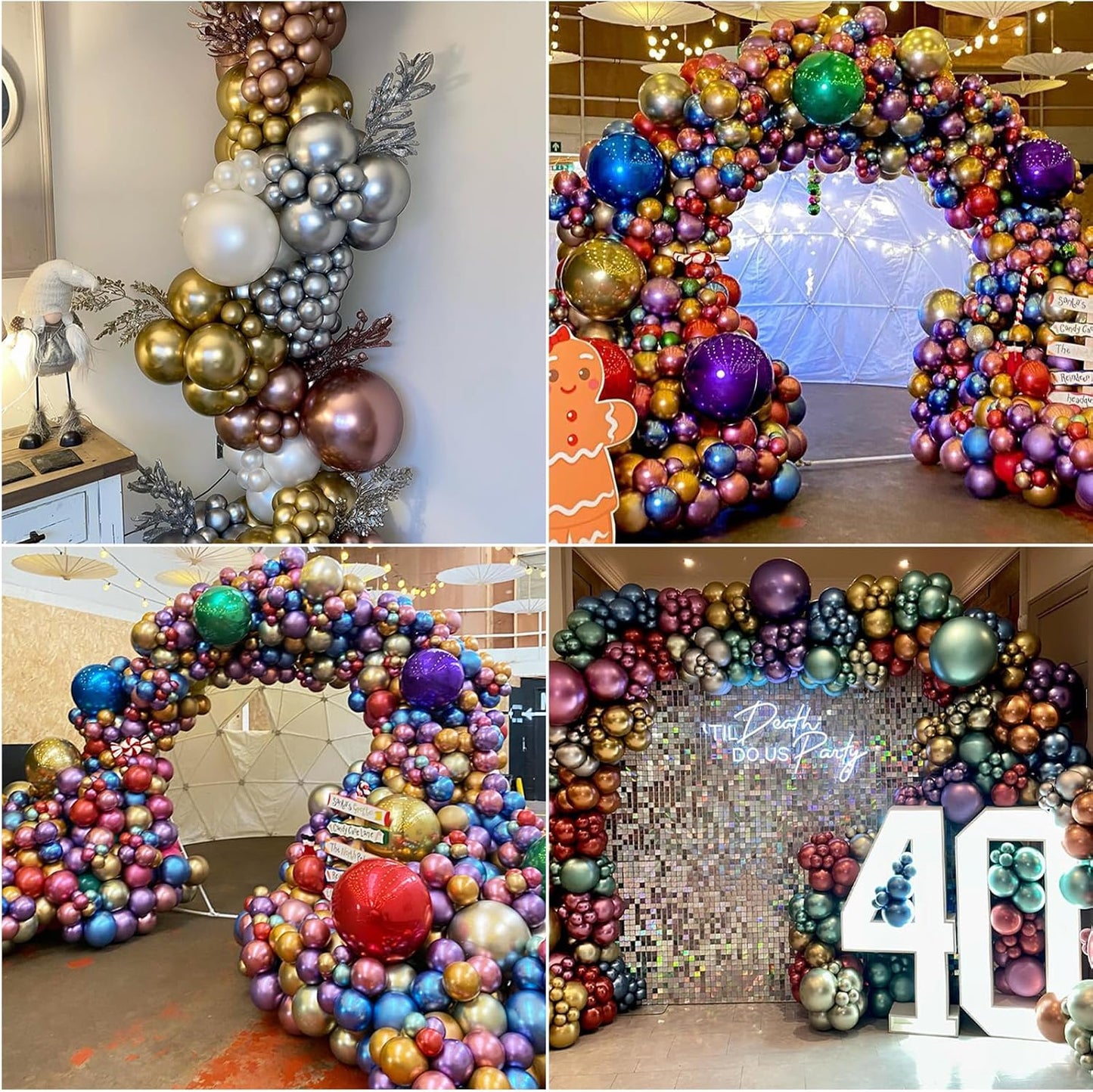 Gold Metallic Chrome Latex Balloon Arch Kit, 102PCS 18In 12In 10In 5In Arch Garland For Festival Picnic, Engagement, Wedding, Birthday Party, Gold Theme Anniversary Decoration With 33FT Ribbon